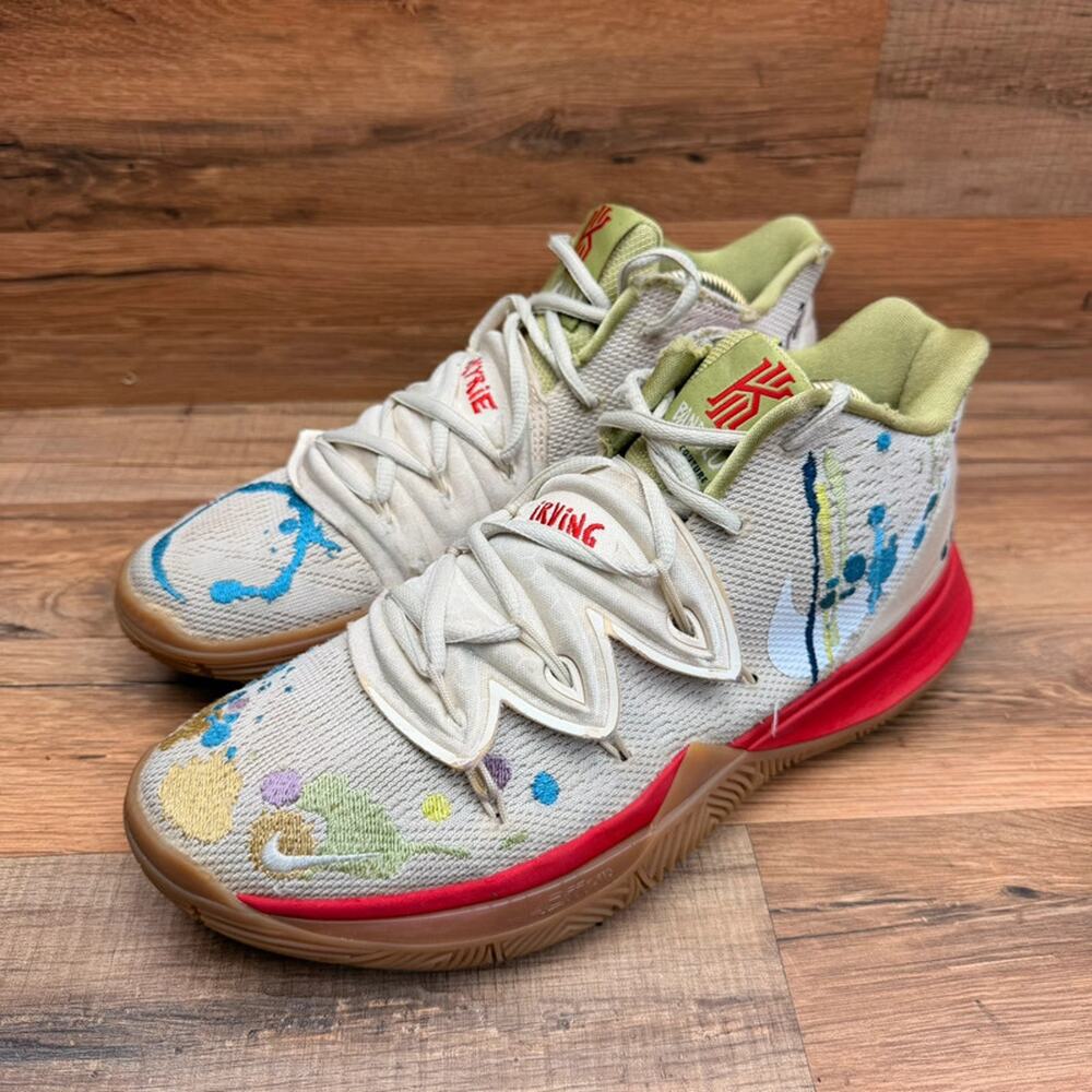 Nike Kyrie 5 Bandulu Mens Size 8.5 Paint Splatter CK5836-100 Basketball Shoes